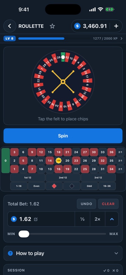 Table de roulette d’Orbit Casino